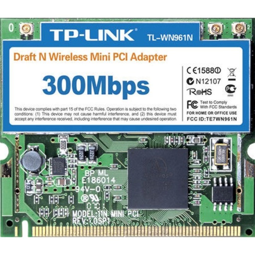 [NETTPL-TL-WN961N] TP-Link TL-WN961N Wireless N Mini-PCI Adapter, Atheros 3T3R, 2.4GHz, 802.11n draft 2.0