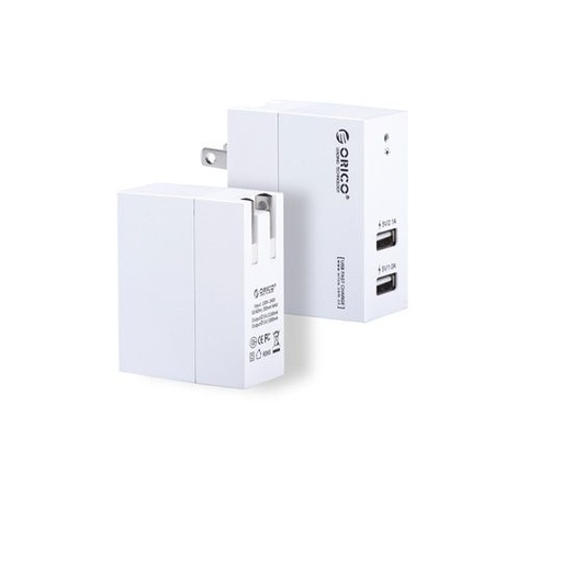 [ACCORI-DCB-2U-WH] Orico DCB-2U-BK 2 Ports USB Charger 5V 2A for Tablet / Smartphone - White